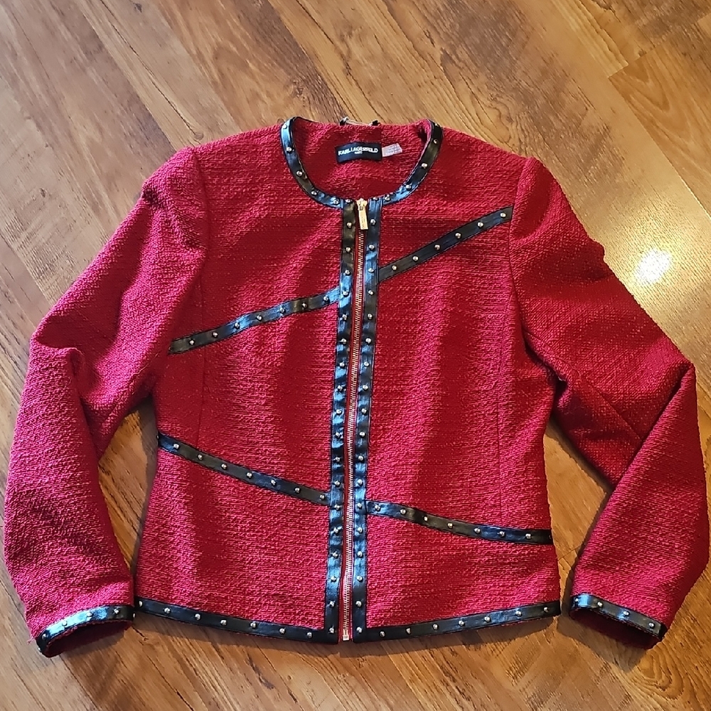 Karl Lagerfeld Red Blazer with Black Trim